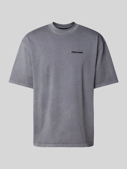 PEGADOR Oversized T-Shirt mit Label-Stitching Dunkelgrau 2