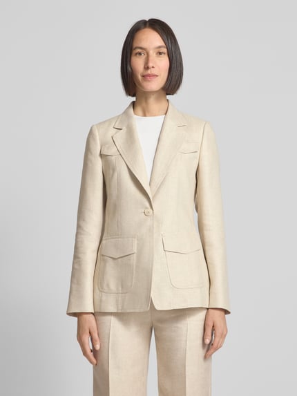 Marc Cain Regular Fit Blazer aus Leinen-Mix mit Pattentaschen Sand 4