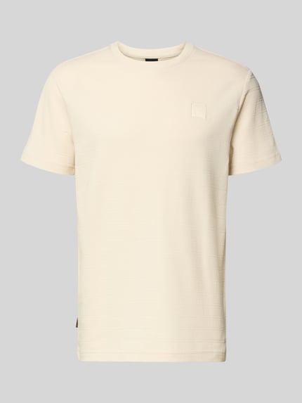 Produktfoto, T-Shirt mit Rundhalsausschnitt von PME Legend in Creme, reine Baumwolle, Regular Fit, Label-Patch, dezente Struktur.
