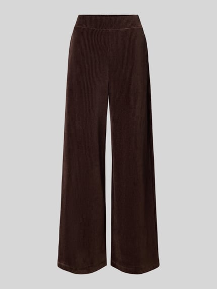 Productfoto, Wide Leg Cordhose mit elastischem Bund van Rich & Royal, katoenmix met stretch, donkerbruin, brede pijpen, ribstructuur