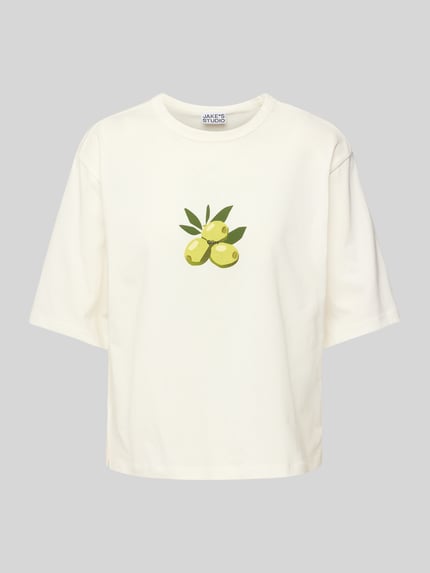 Jake*s Studio Woman T-shirt typu oversized z nadrukiem z motywem Złamany biały 2