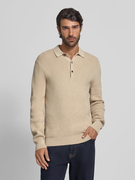 OLYMP Level 5 Gebreide pullover met kentkraag Zand - 4