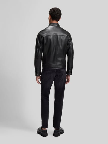 BOSS Orange Lederjacke Modell 'Joslay' mit Stehkragen Black 5