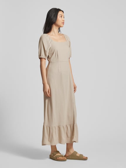 VERO MODA Midikleid aus Viskose-Leinen-Mix Modell 'MYMILO' Taupe 1