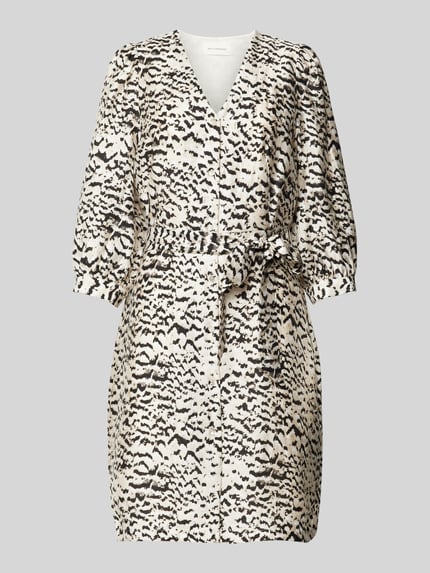 MSCH Copenhagen Knielanges Kleid mit V-Ausschnitt Modell 'Philida' Black 2