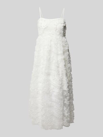 VILA Knielanges Kleid mit Strukturmuster Modell 'LEONORA' Offwhite 2