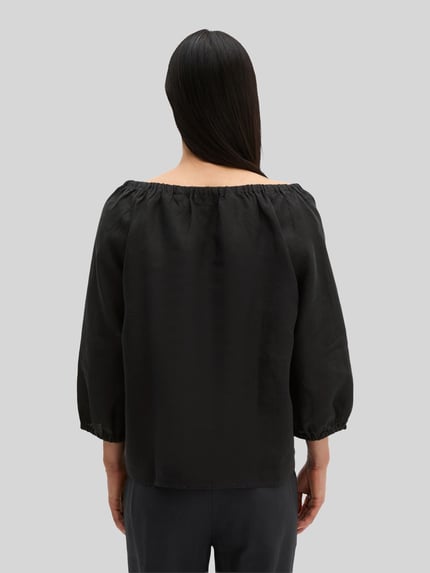 Marc O'Polo Regular Fit Bluse aus reinem Leinen mit Carmen-Ausschnitt Black 5
