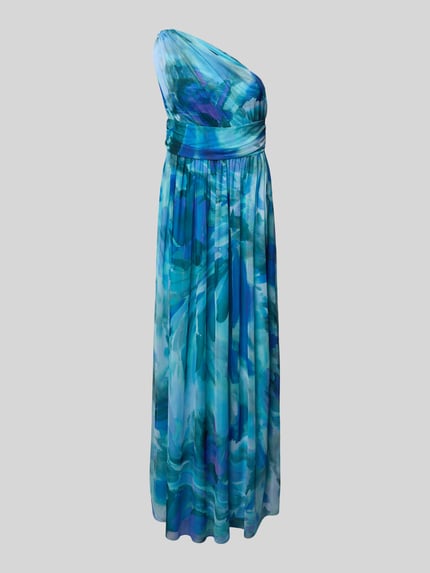 SWING Avondjurk met tailleband en one shoulder-band Oceaanblauw - 2