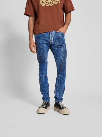 Dsquared2 skinny fit jeans in used-look Blauw - 4