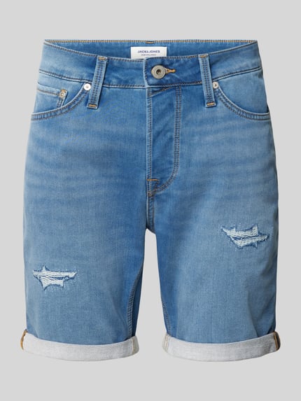 JACK & JONES Szorty jeansowe o kroju regular fit z przetarciami model ‘RICK’ Niebieski 2