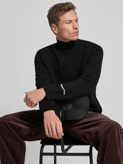 JACK & JONES Turtleneck-Pullover mit gerippten Abschlüssen Modell 'NORREBRO' Black 3