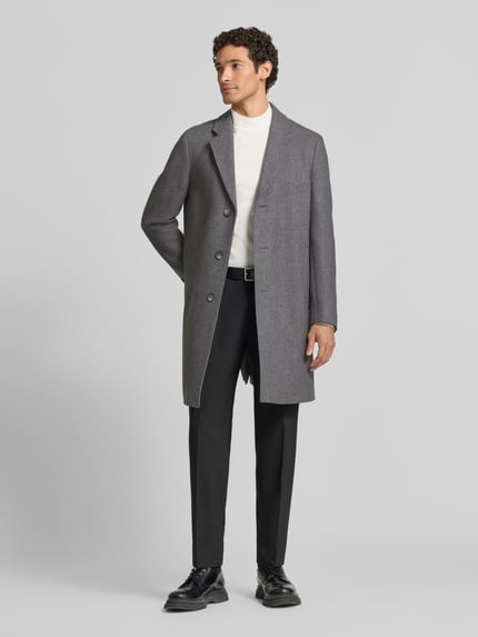 BOSS Slim Fit Mantel aus Woll-Mix Modell 'Hyde' Hellgrau 1