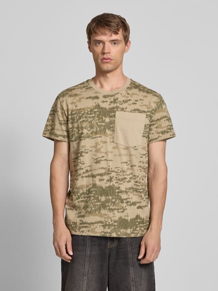 G-Star RAW T-shirt z okrągłym dekoltem i kieszenią na piersi Beżowy 4
