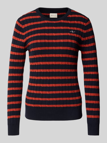 GANT Strickpullover mit gerippten Abschlüssen Rostrot 2