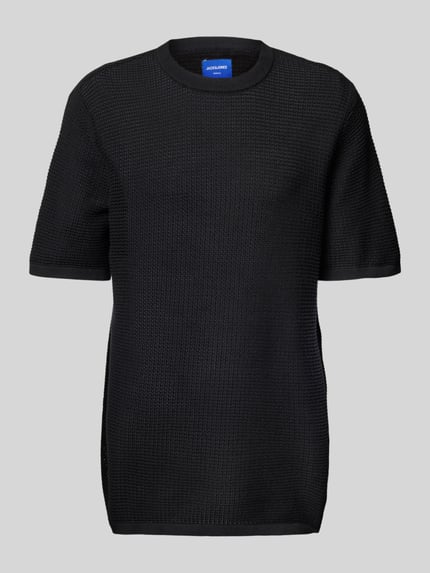JACK & JONES Bluzka z dzianiny z okrągłym dekoltem model ‘ALMERIA’ BLACK 2