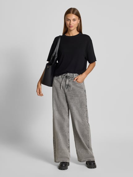 VERO MODA Jeansy z szeroką nogawką z mieszanki bawełny model ‘WIEN’ Jasnoszary 1