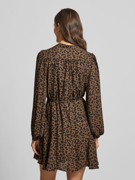 GUESS Minikleid mit Bindegürtel Modell 'WANDA' Mittelbraun 5