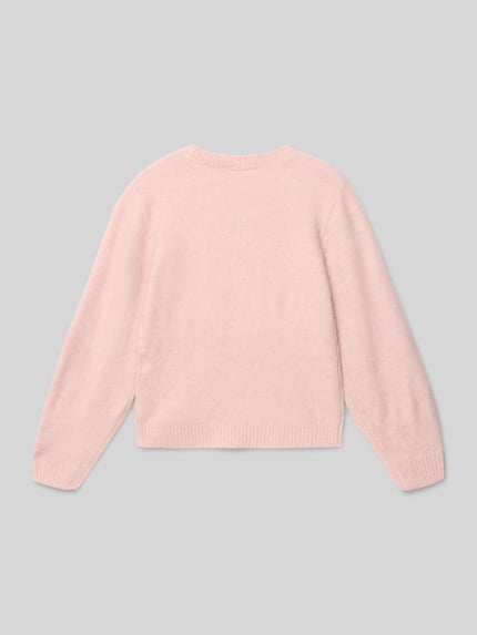 Produktfoto, Regular Fit Strickpullover mit Intarsien von s.Oliver RED LABEL in zartem Rosa, unifarben, lange Ärmel, gerippte Abschlüsse, Crew Neck, Strick-Textur