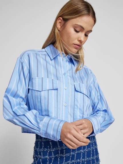 P&C* curated by Veronika Heilbrunner Verkorte overhemdblouse Blauw - 3