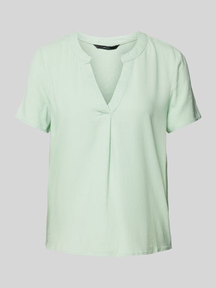 VERO MODA Bluzka z kołnierzem z lamówką model ‘MYMILO’ Trzcinowy 2