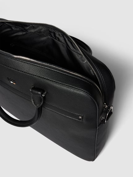 BOSS Torba na laptop z detal z logo model 'Ray' Czarny 5
