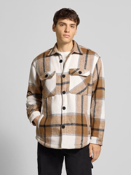 Redefined Rebel Regular fit overhemdjack met kentkraag, model 'Rian' Beige - 4