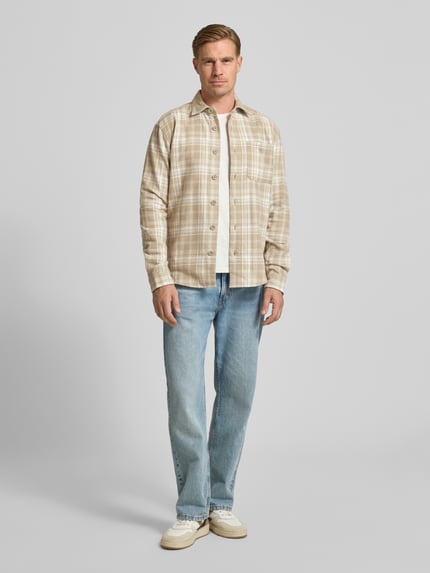 MCNEAL Relaxed Fit Freizeithemd aus Flanell mit Kentkragen Mud 1