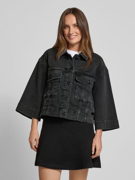 MOS MOSH Kurtka jeansowa z szerokimi rękawami model ‘Penn Deluxe’ Antracytowy 4