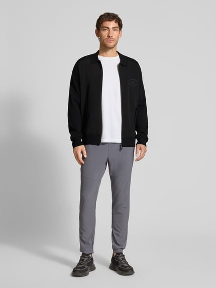BOSS Green Relaxed fit gebreid jack van viscosemix, model 'HOLE' Zwart - 1