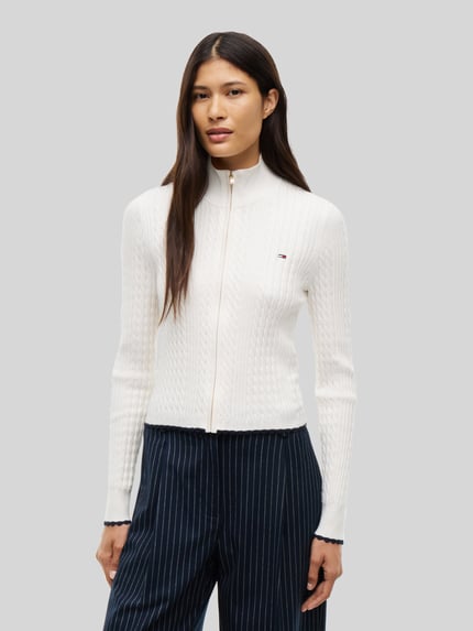 Tommy Jeans Slim Fit Strickjacke aus Viskose-Mix Weiss 4