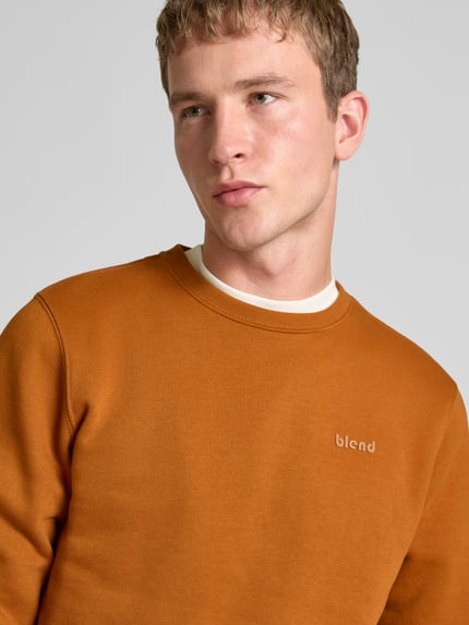 Blend Sweatshirt mit Rundhalsausschnitt und Logo Cognac 3