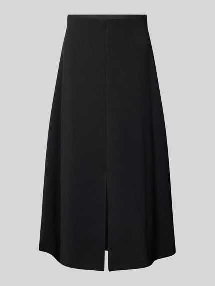 Produktfoto, zwarte midirok met elastische band uit elastische materiaalmix met modal, los model, midilengte, Bandwijdte maat S 80 cm, Midirok met elastische band van Christian Berg Woman.