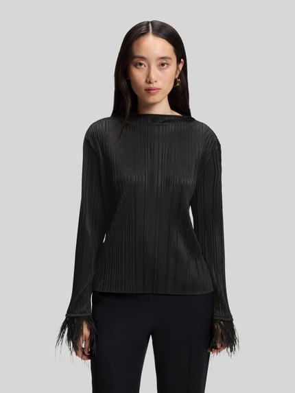 BOSS Langarmshirt mit Fransensäumen am Ärmelende Black 4