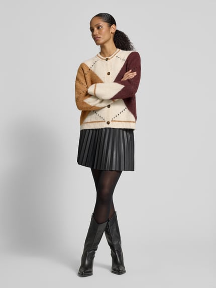 Jake*s Collection Regular fit gebreid jack met wol Ecru - 1