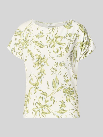 Produktfoto, Relaxed Fit T-shirt uit zachte viscosemix met all-over bloemenmotief en boothals van s.Oliver RED LABEL, floral look