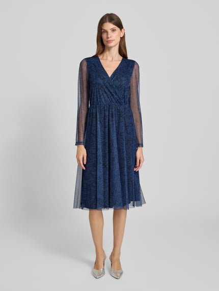 MORE & MORE Midi-jurk met V-hals Marineblauw - 4