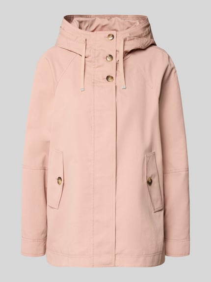 Produktfoto, Jacke mit verdecktem Reißverschluss von Fuchs Schmitt, mieszanka bawełny, krój regular fit, kaptur z tunelem, kieszenie z patką, długość tyłu w rozmiarze 36: 73 cm, szerokość ramion w rozmiarze 36: 37 cm, szerokość w rozmiarze 36: 54 cm, długość rękawów w rozmiarze 36: 66 cm, jasnoróżowy kolor, gładka tekstura, klasyczny fason