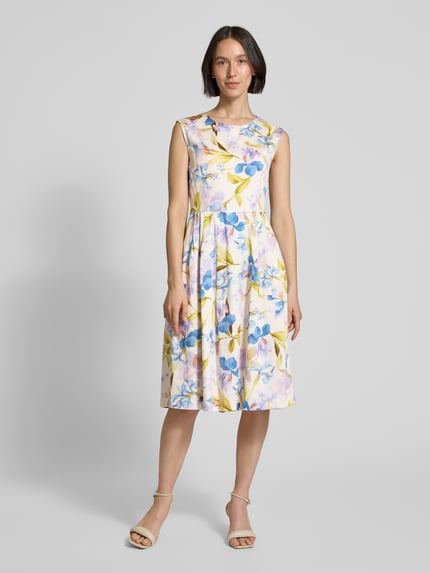 ETERNA Knielanges Kleid mit gelegten Falten Blau 4