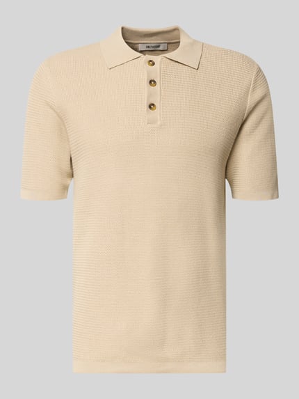 Produktfoto, Regular Fit Poloshirt aus reiner Baumwolle Modell 'ERIC' von Only & Sons, Optik: Unifarben, Struktur, Strick, Kurzarm, Polokragen.