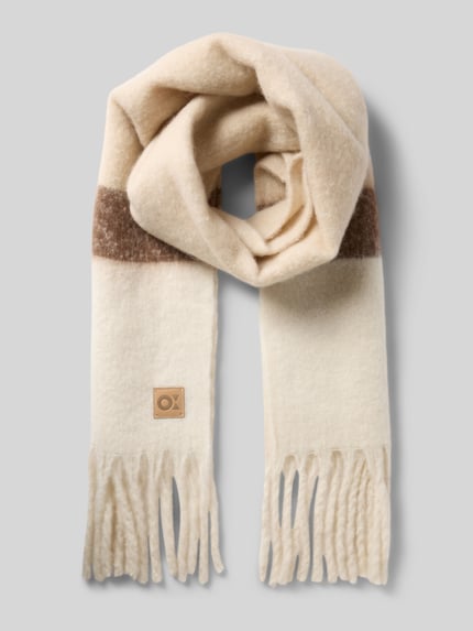 OPUS Schal mit Fransen und Label-Detail Modell 'Allanis' Beige 1