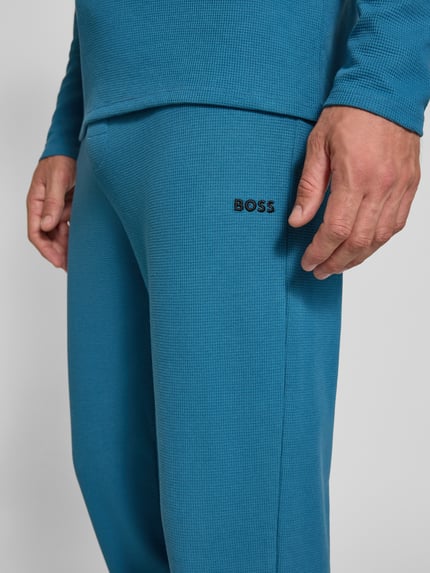 BOSS Regular fit sweatpants van katoenmix Petrol - 3