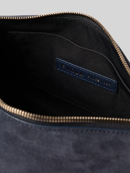 FURLA Umhängetasche aus Rindvelours mit Metall-Detail Dunkelblau 4