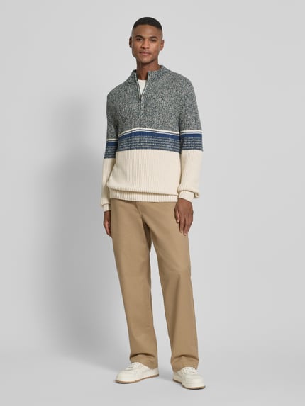 RAGMAN Slim fit schipperstrui in gebreide look, model 'Mouline' Offwhite - 1