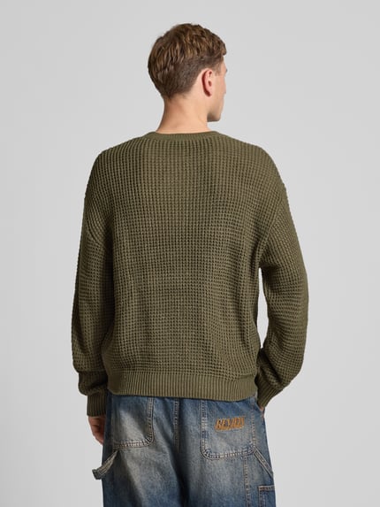 REVIEW Gebreide pullover met ronde hals Olijfgroen - 5