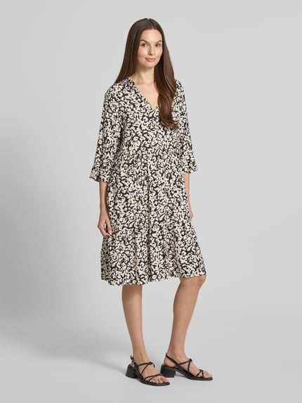 OPUS Knielanges Kleid im Stufen-Look Modell 'Walari' BLACK 1
