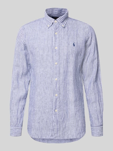 Produktfoto, Regular Fit Freizeithemd aus reinem Leinen von Polo Ralph Lauren mit mehrfarbiger Optik, gestreift, Logo-Detail, Flammgarn-Struktur.