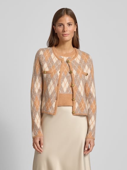SUNCOO PARIS Strickjacke mit Rundhalsausschnitt Modell 'GUILAIN' Camel 4