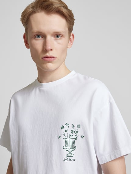BLKVIS T-Shirt mit Motiv- und Label-Print Modell 'VASO' Weiss 3