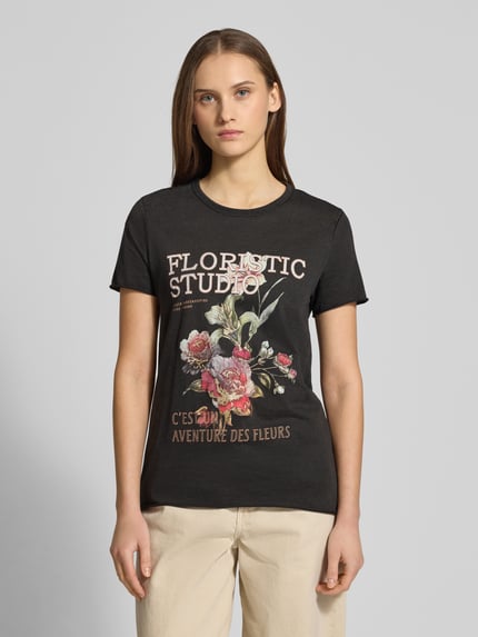 ONLY Regular fit T-shirt van puur katoen Model 'LUCY' Zwart - 4