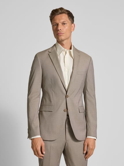 MCNEAL Super slim fit 2-knoops colbert met klepzakken Beige - 4